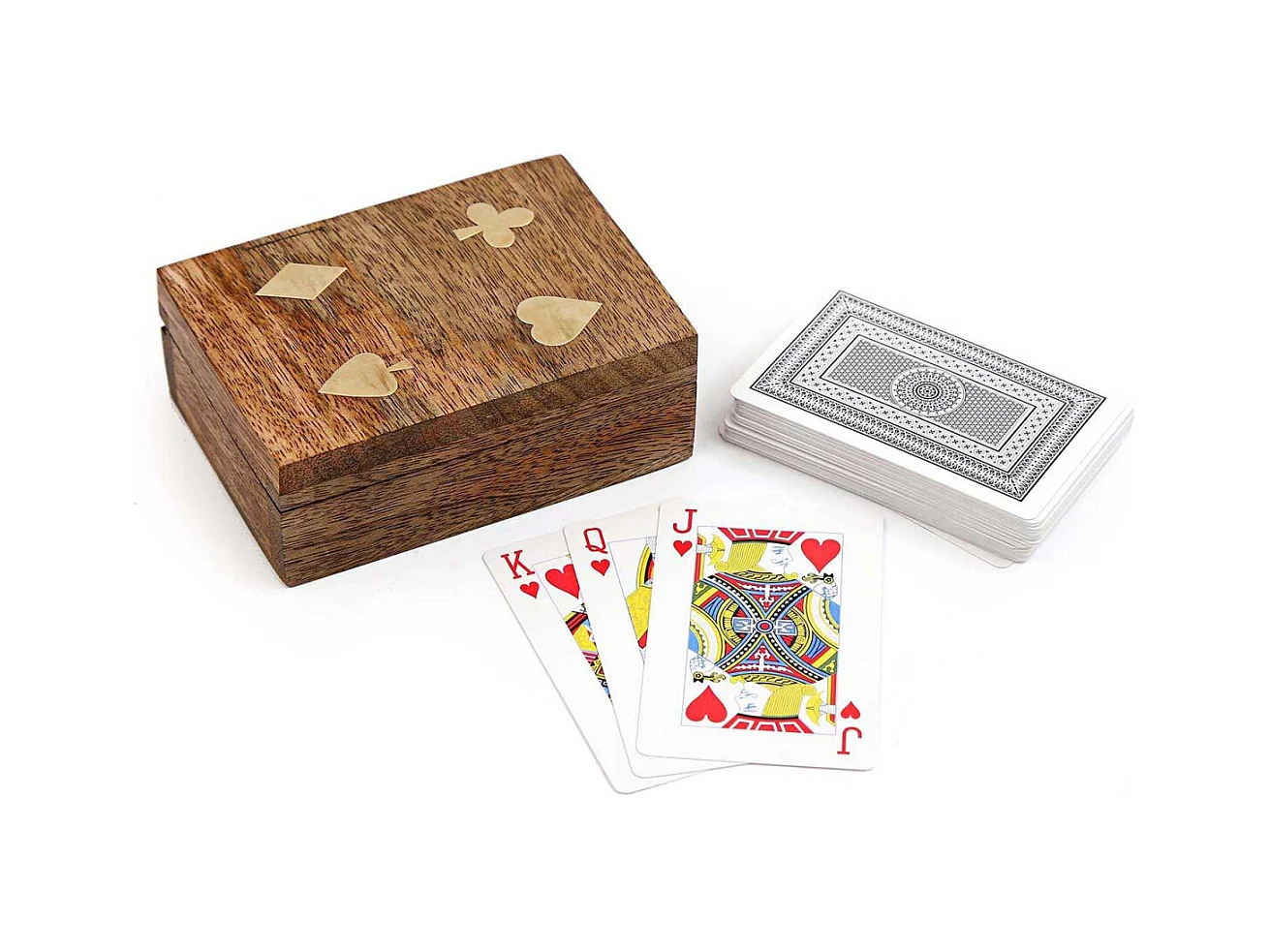 Jeu de cartes avec boite de rangement en manguier