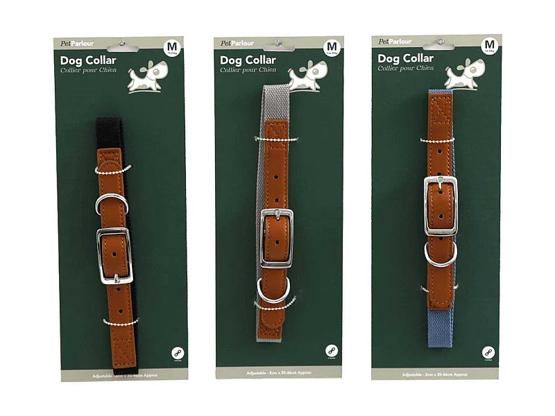 Collier en polyester pour chien (Lot de 3) M - 46 cm