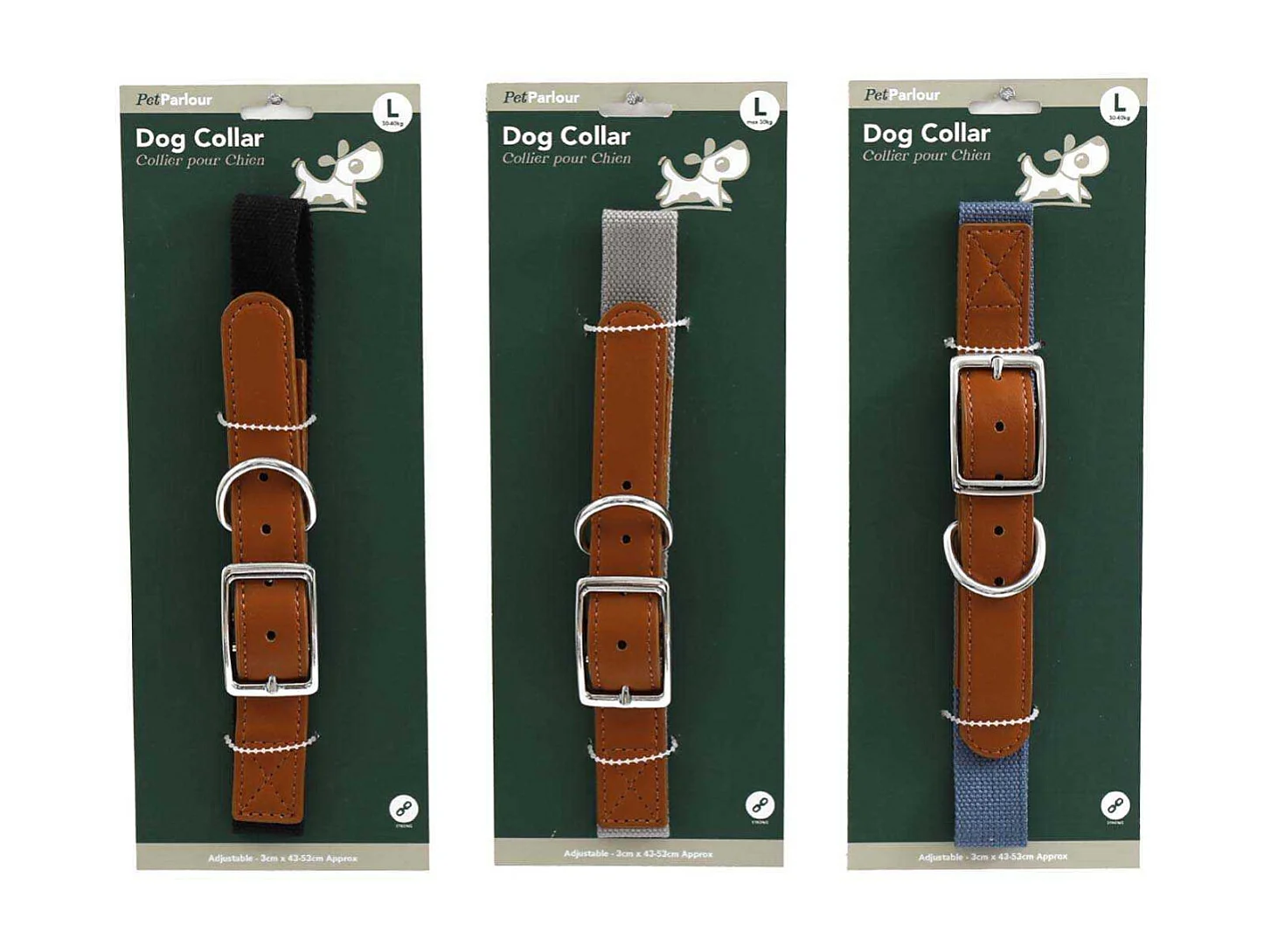 Collier en polyester pour chien (Lot de 3) L - 53 cm