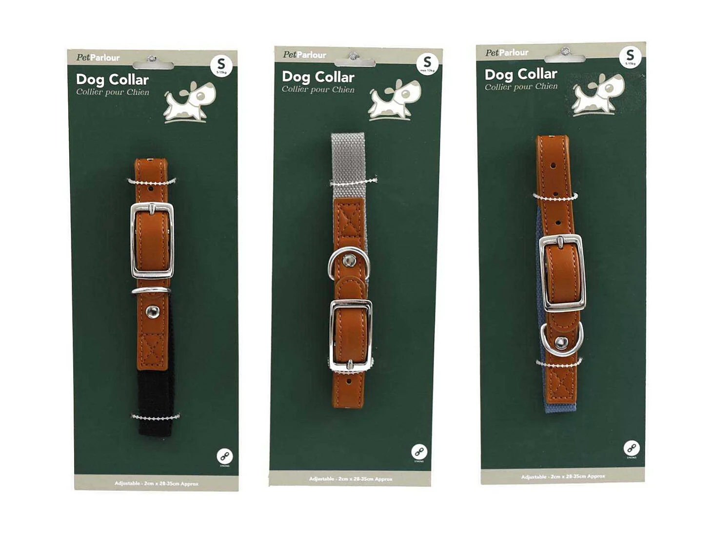 Collier en polyester pour chien (Lot de 3) S - 35 cm