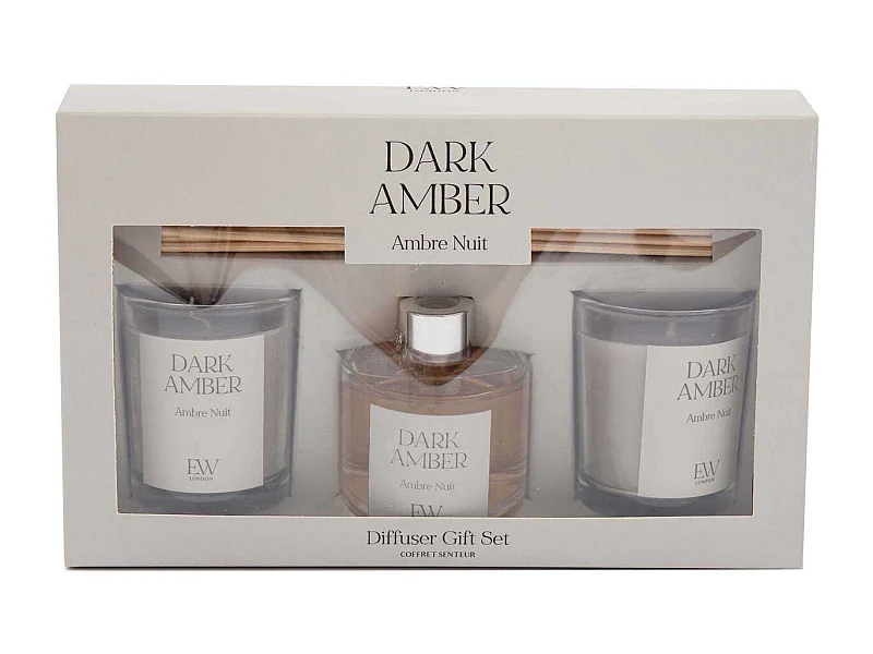 Coffret 2 bougies parfumée et diffuseur 50ml Senteur Ambre