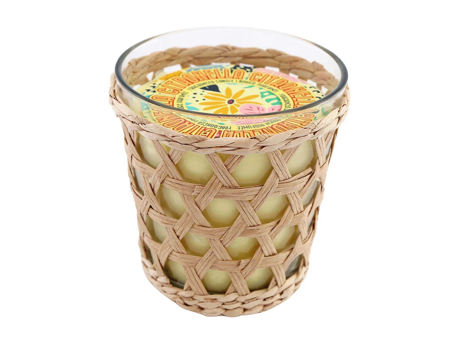 Bougie à la citronnelle pot décoratif en rotin