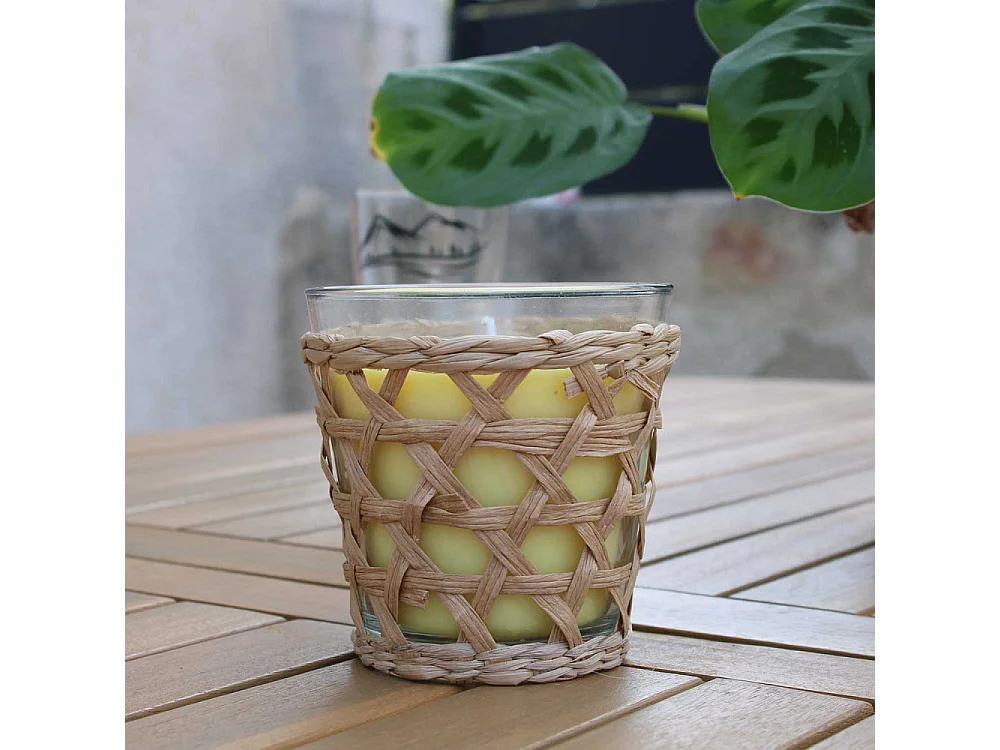 Bougie à la citronnelle pot décoratif en rotin