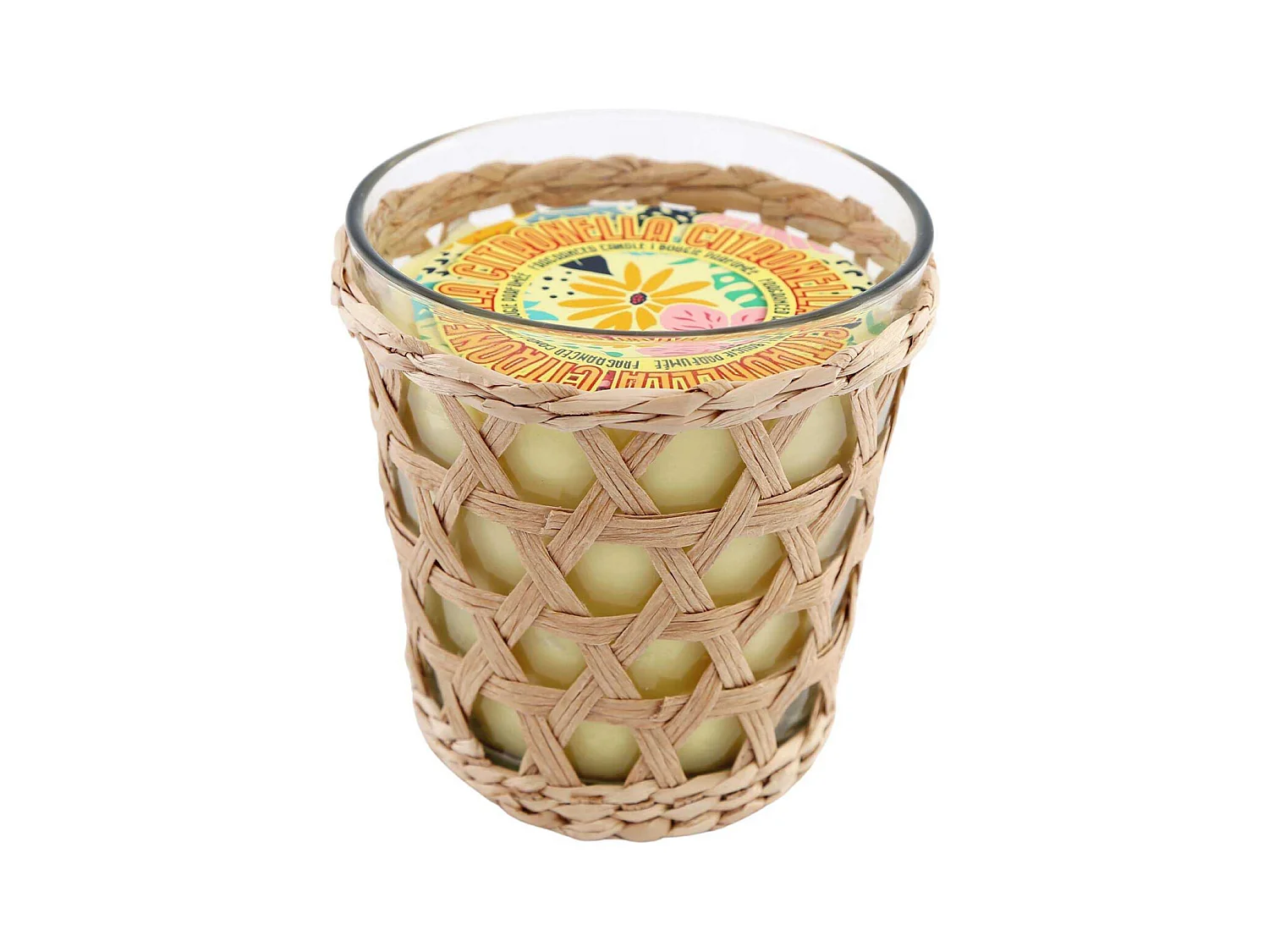 Bougie à la citronnelle pot décoratif en rotin