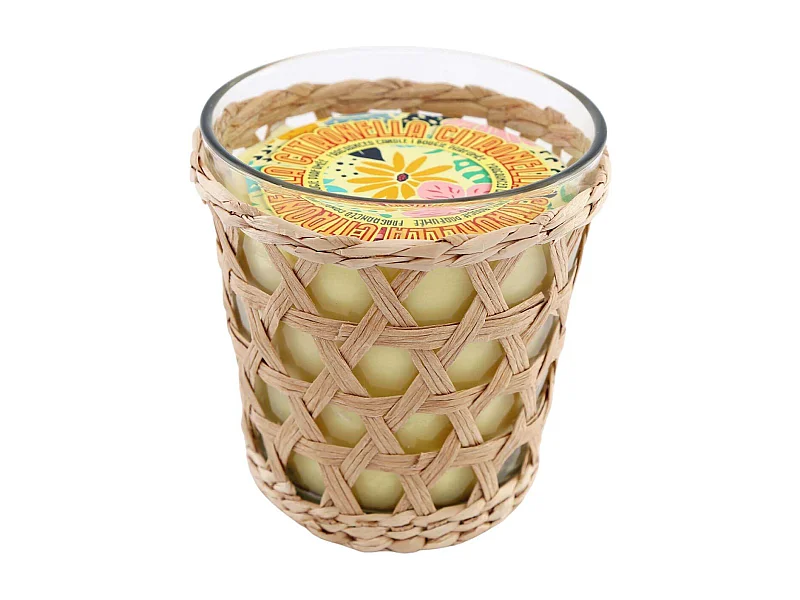Bougie à la citronnelle pot décoratif en rotin