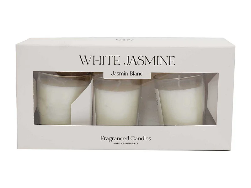 Coffret 3 bougies parfumées en verre Senteur Jasmin