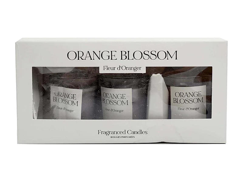 Coffret 3 bougies parfumées en verre Senteur fleur d'oranger