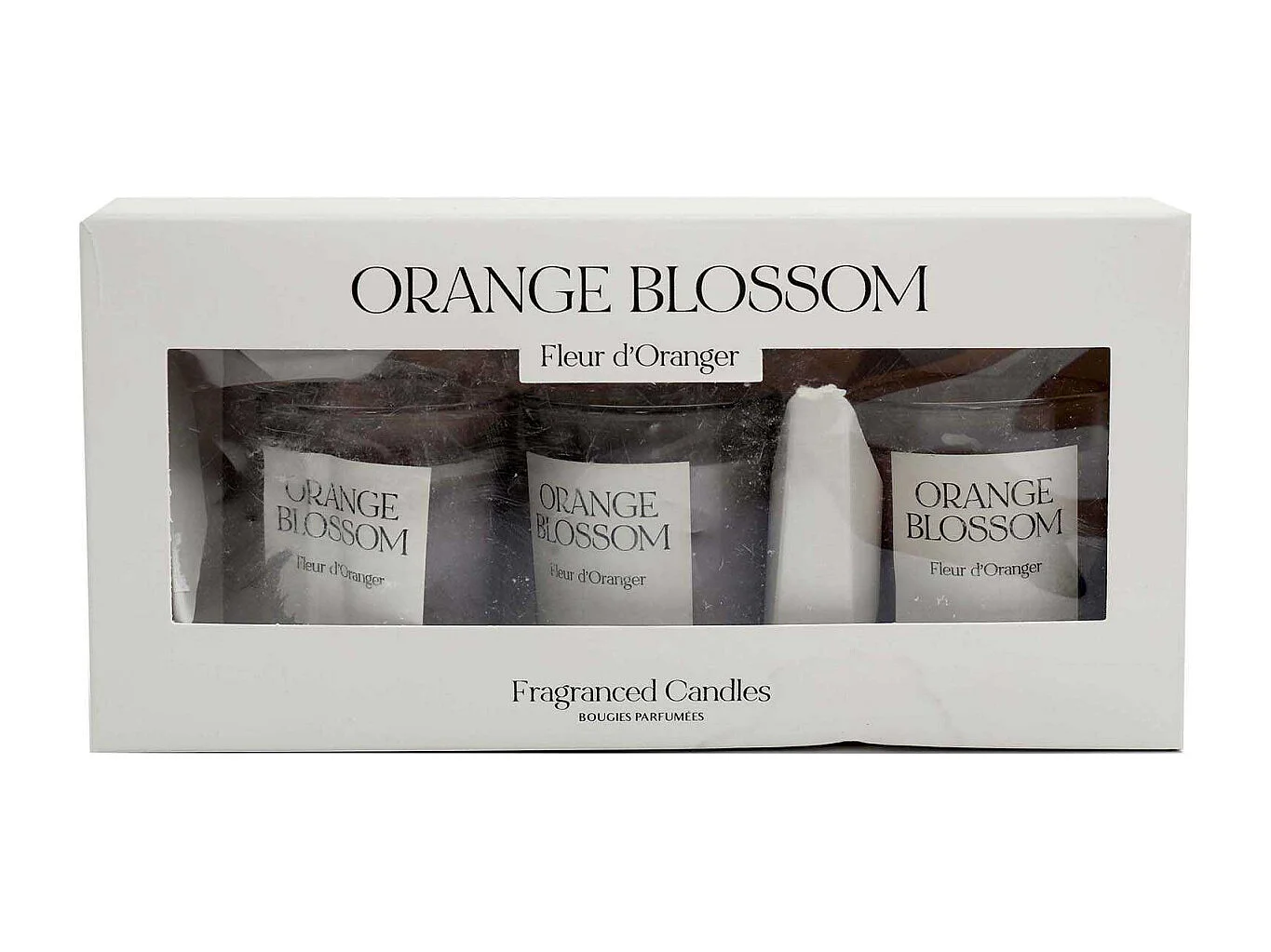 Coffret 3 bougies parfumées en verre Senteur fleur d'oranger