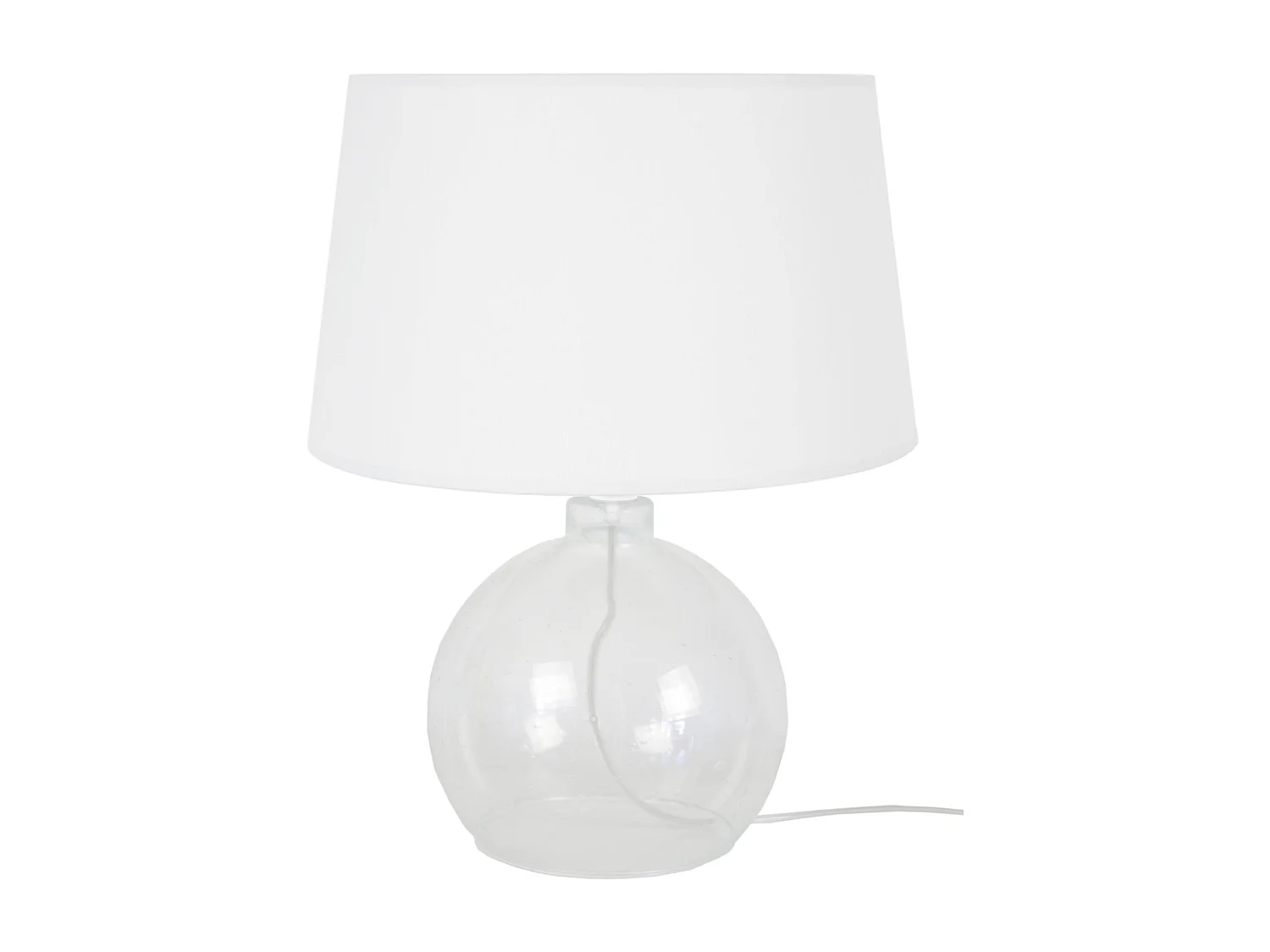 Lampe de chevet globe verre  transparent 40 cm.