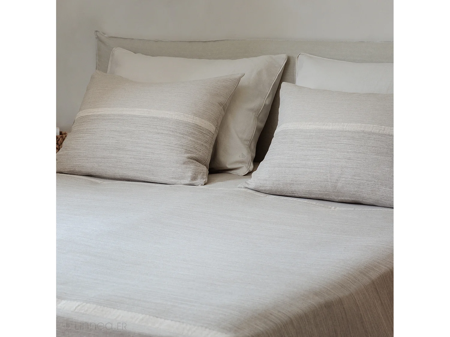 Dessus de lit ZAGORA pur coton 250 g/m² 180x240 cm beige lin
