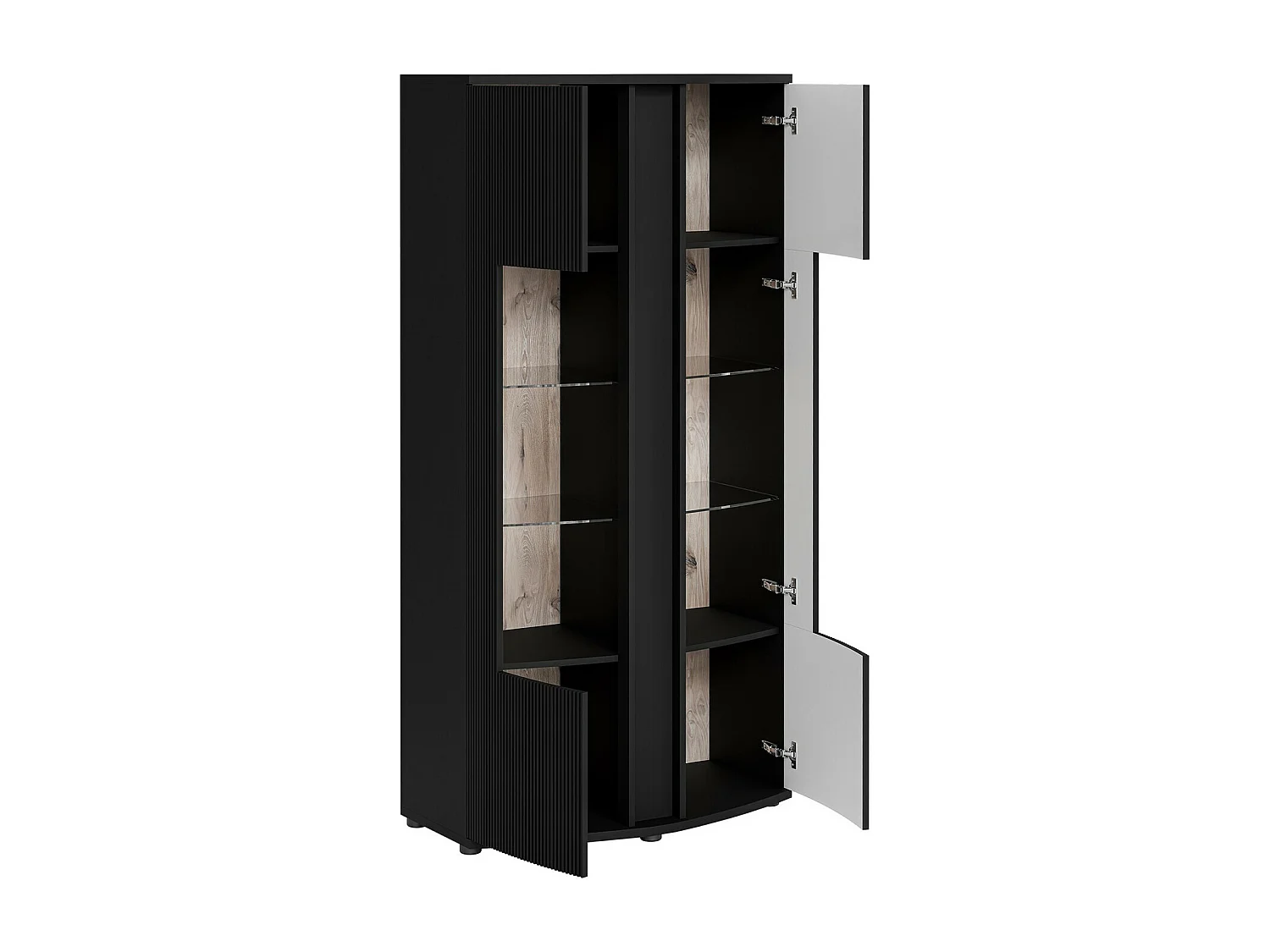 Étagère Charlotte 199, Avec des portes|Fermé, Stratifié|MDF, 180x87x47cm, Chêne|Noir