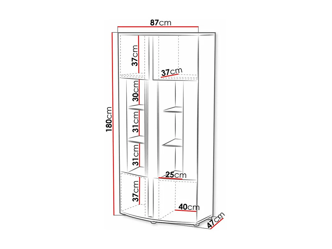 Étagère Charlotte 199, Avec des portes|Fermé, Stratifié|MDF, 180x87x47cm, Chêne|Noir