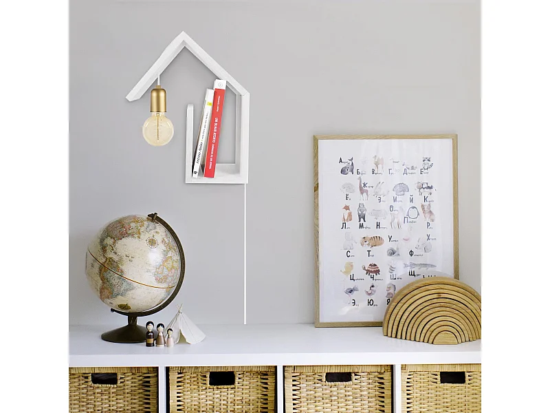 Applique TOSEL ,bois,Blanc , H 36xD15xP29cm