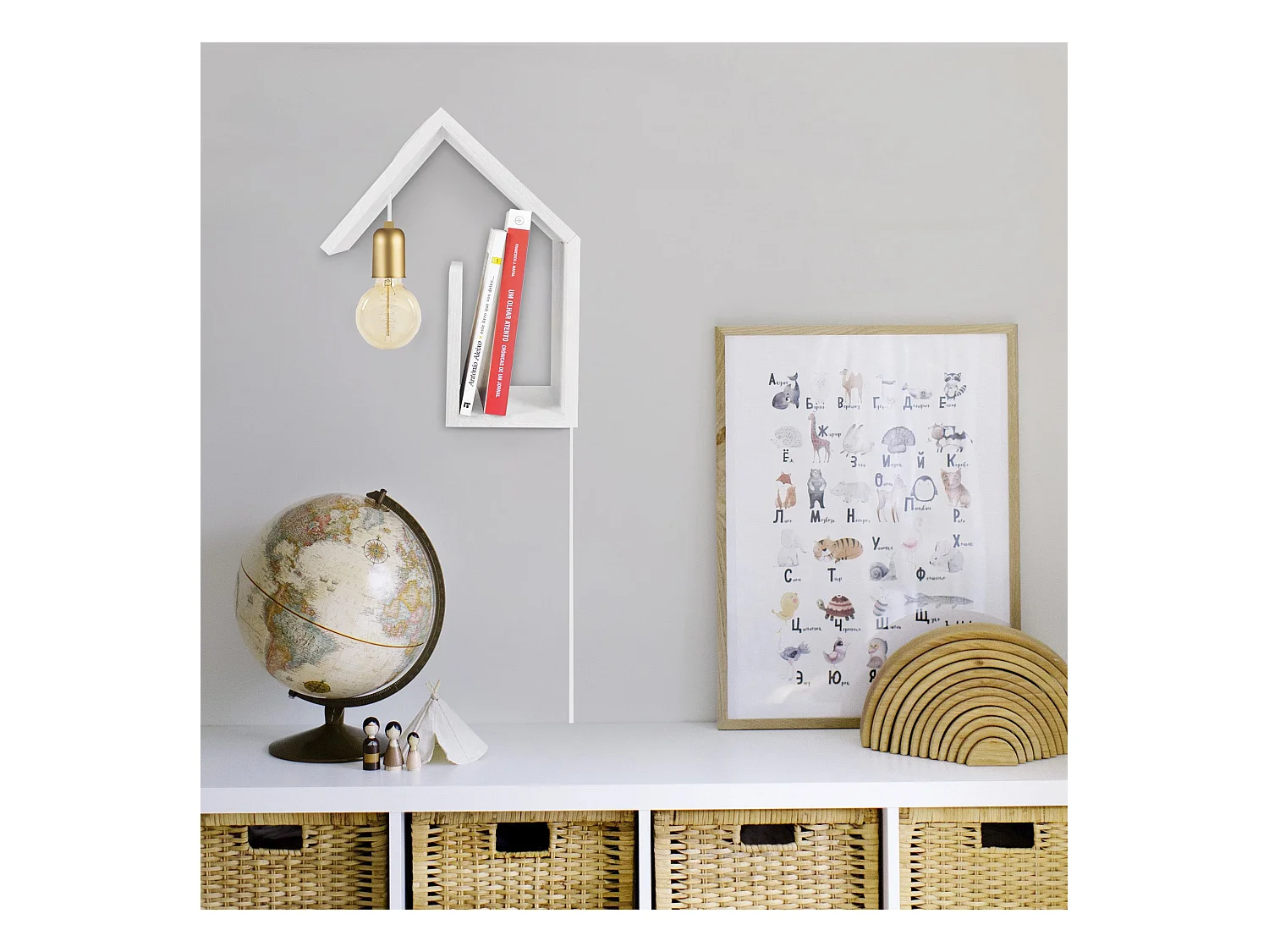 Applique TOSEL ,bois,Blanc , H 36xD15xP29cm