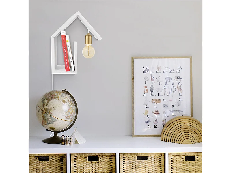 Applique TOSEL ,bois,Blanc , H 36xD15x P 29cm