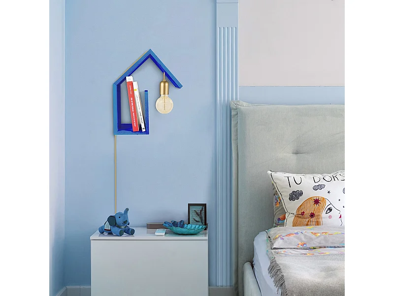 Applique TOSEL ,bois,Bleu, H36xD15xP 29cm