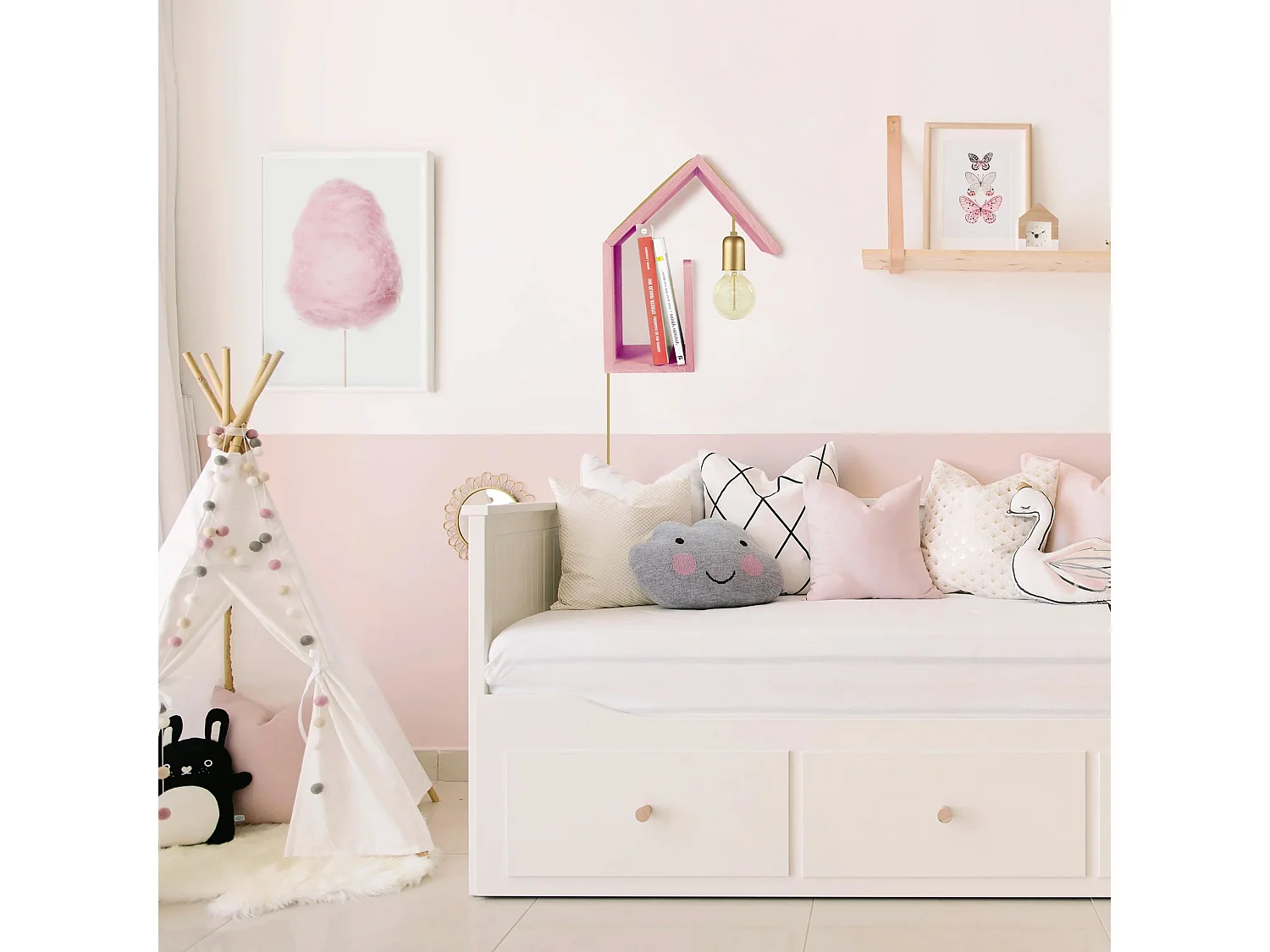 Aplique TOSEL  COTTAGE G metal meia tigela preto D25 x  H12  cm