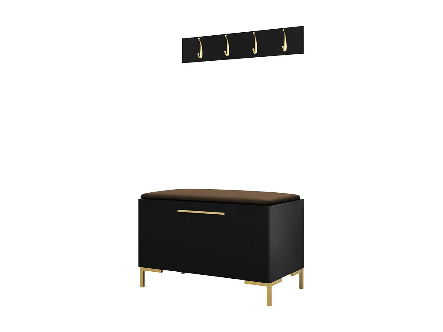 Meuble d'entrée Tivsoa 108, Brun foncé|Noir, Stratifié|Tissu, Murale|À poser