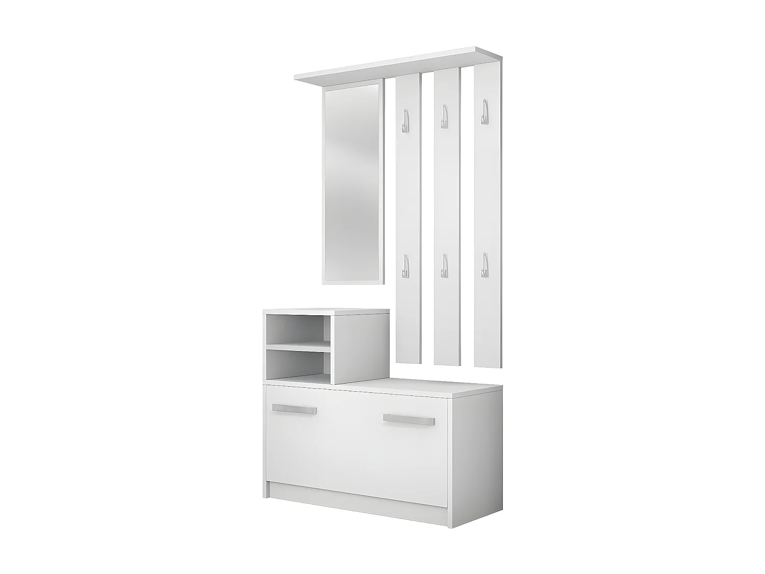 Meuble d'entrée Mandeville 100, Disponible, Blanc, Stratifié, Murale|À poser