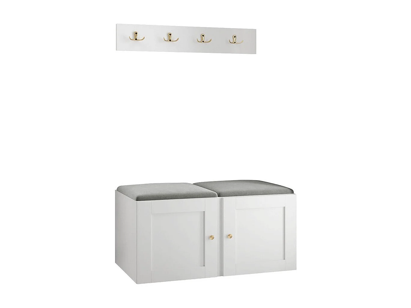 Meuble d'entrée Hartford 376, Gris|Blanc, MDF|Stratifié|Tissu, À poser|Murale