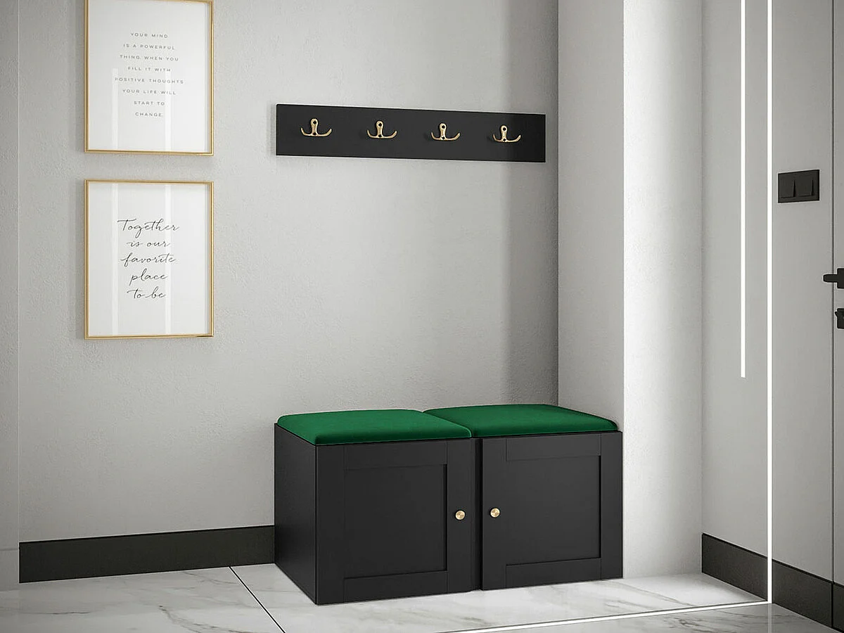 Conjunto pasillo Hartford 376, 84x44cm, Verde|Negro, Tapiz|MDF|Aglomerado laminado