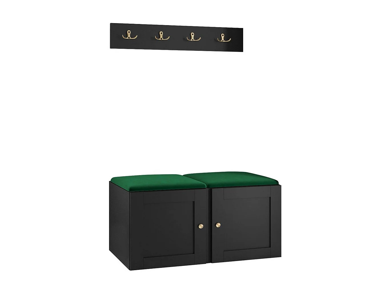 Conjunto pasillo Hartford 376, 84x44cm, Verde|Negro, Tapiz|MDF|Aglomerado laminado