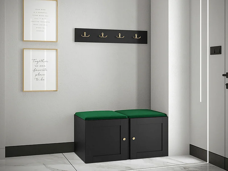 Conjunto pasillo Hartford 376, 84x44cm, Verde|Negro, Tapiz|MDF|Aglomerado laminado
