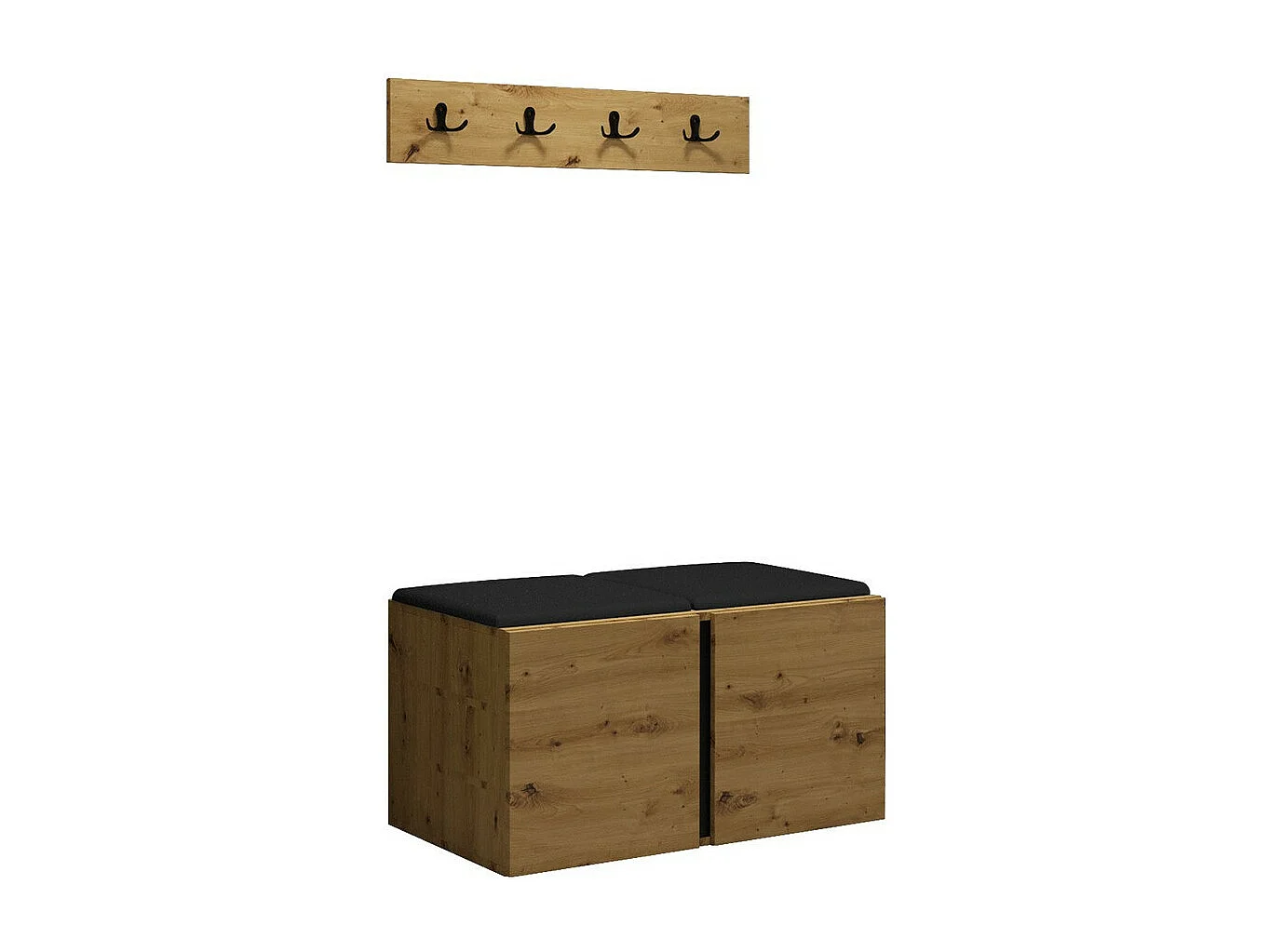 Meuble d'entrée Hartford 275, Chêne Artisan, Stratifié|Faux cuir, Murale|À poser