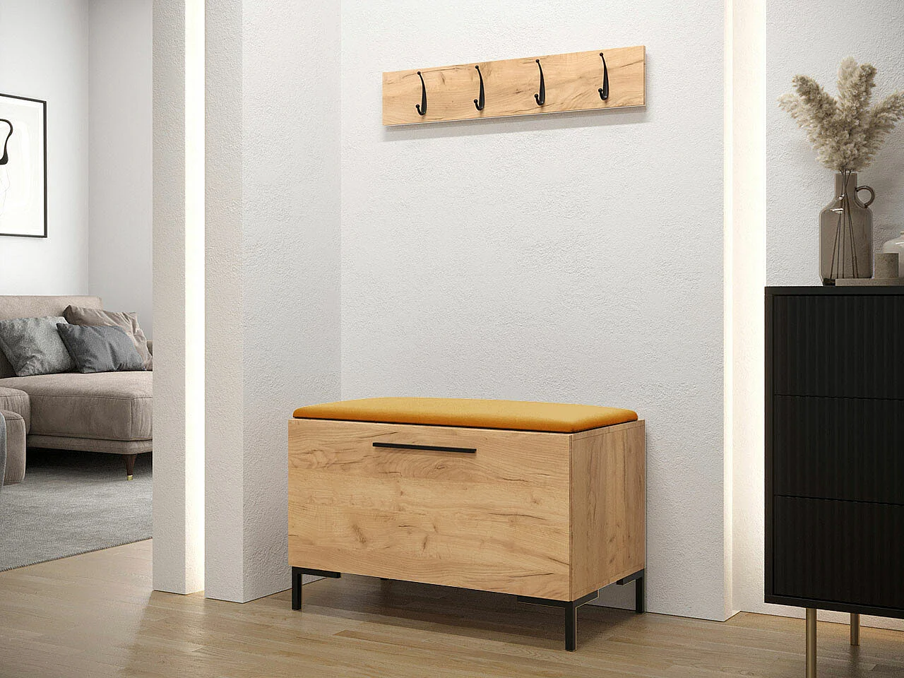 Conjunto pasillo Hartford F108, 84x44cm, Craft roble, Aglomerado laminado|Tapiz