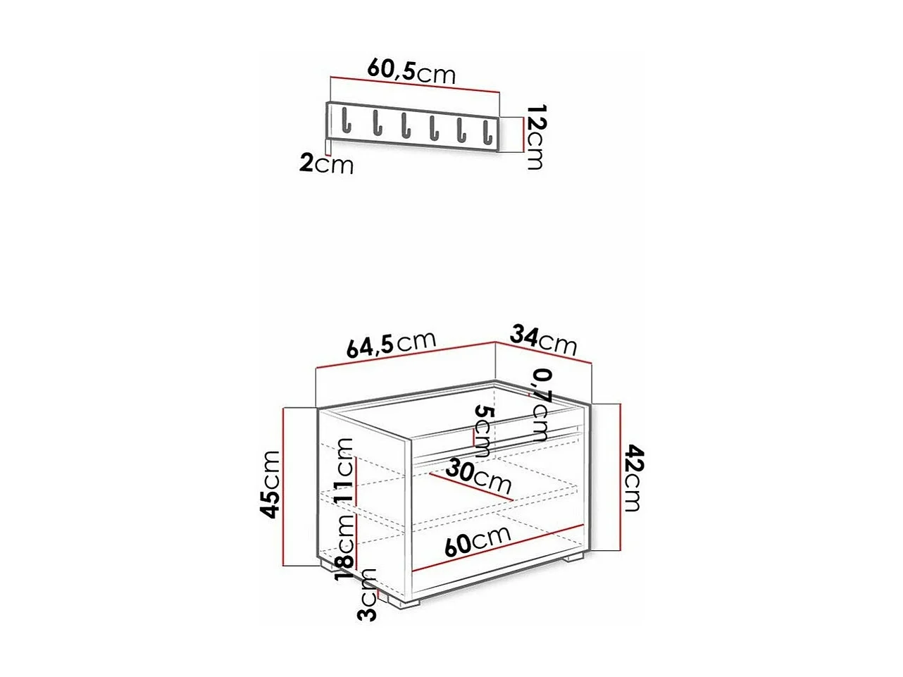 Conjunto pasillo Trenton 132, 65x34cm, Cuero ecológico|Aglomerado laminado