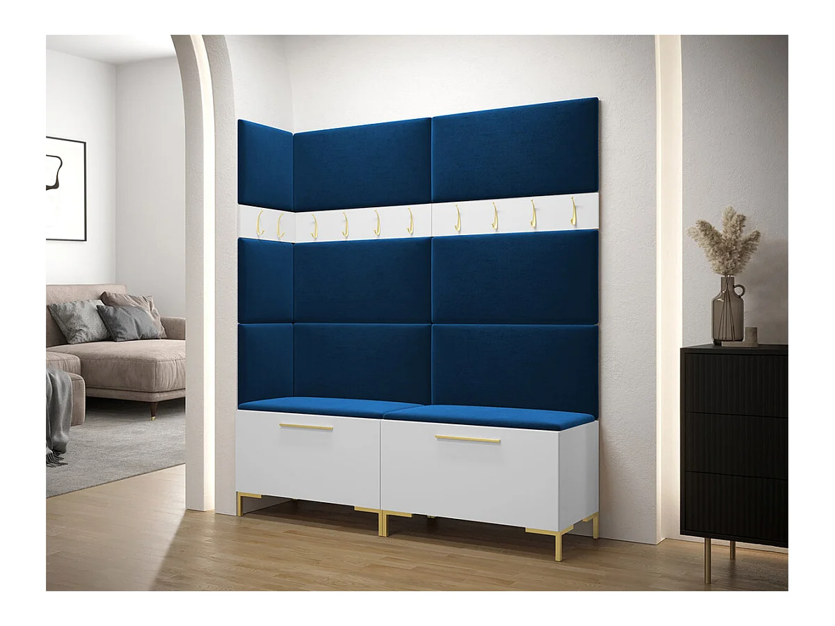 Meuble d'entrée Tivsoa 104, 196x168x46cm, Blanc, Tapisserie|Stratifié