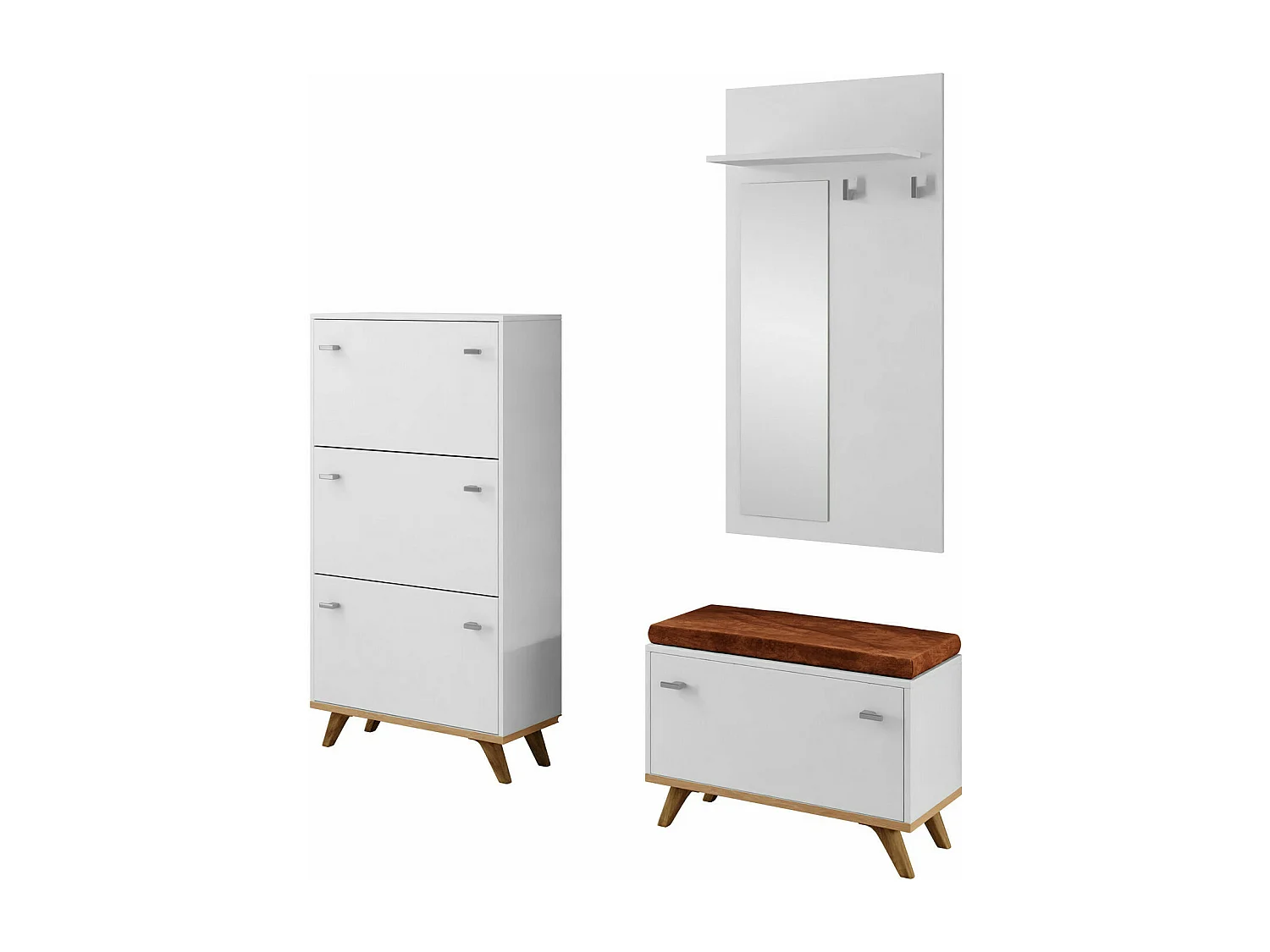 Meuble d'entrée Levtena 106, Disponible, Chêne doré artisanal|Blanc, Stratifié