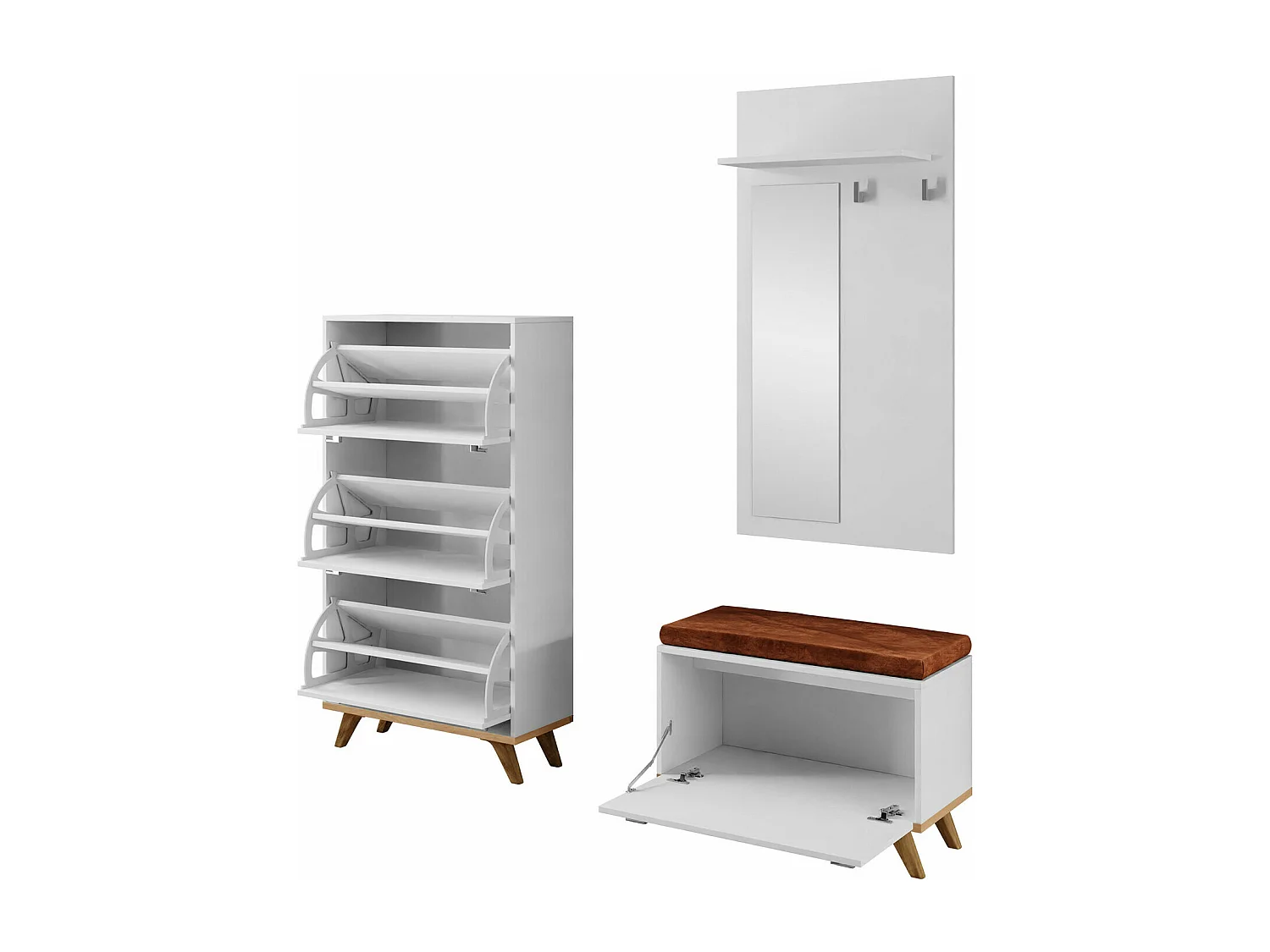 Meuble d'entrée Levtena 106, Disponible, Chêne doré artisanal|Blanc, Stratifié