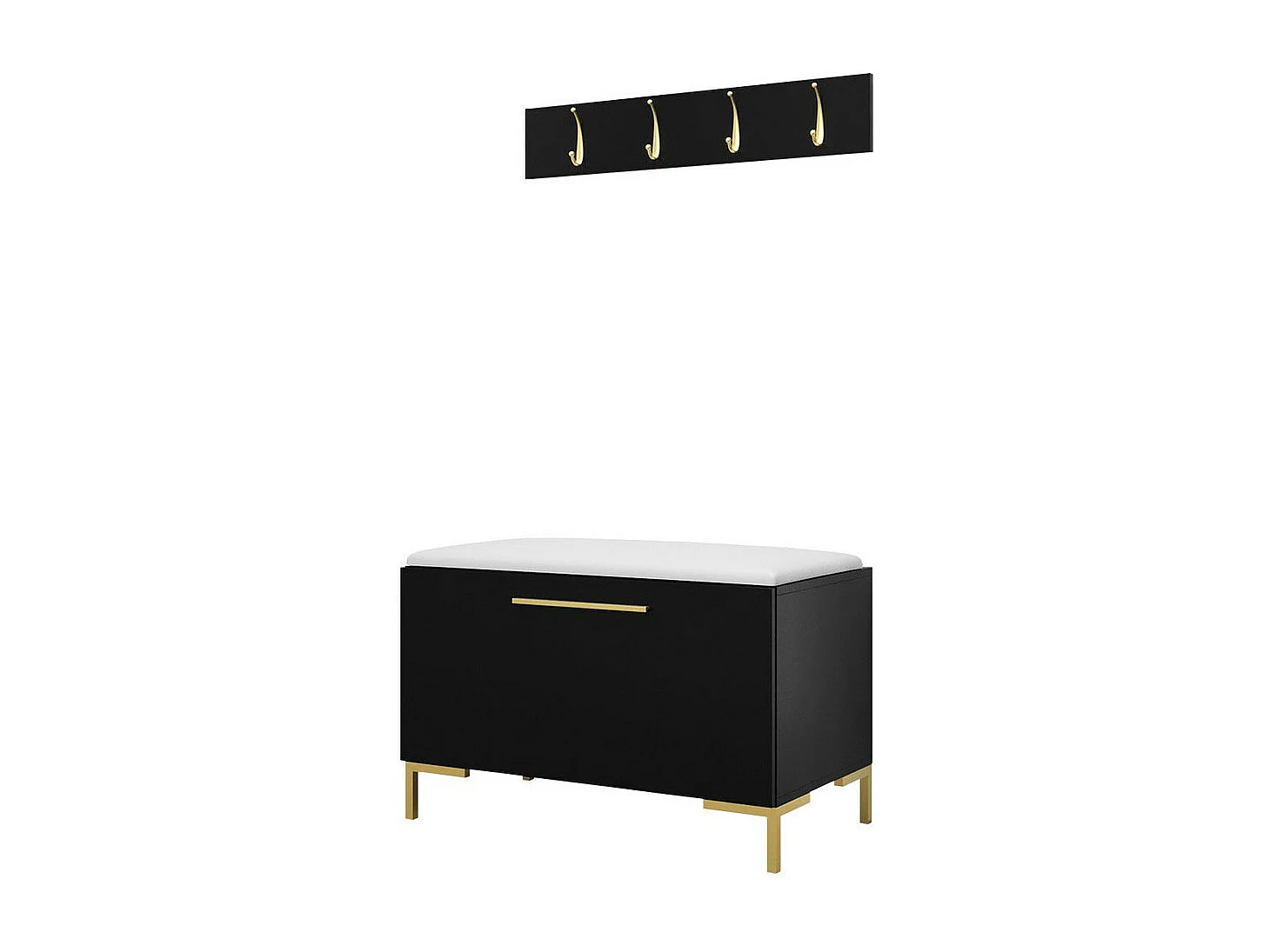 Set mobili da ingresso Hartford F108, 84x44cm, Nero, Truciolare laminato|Eco pelle