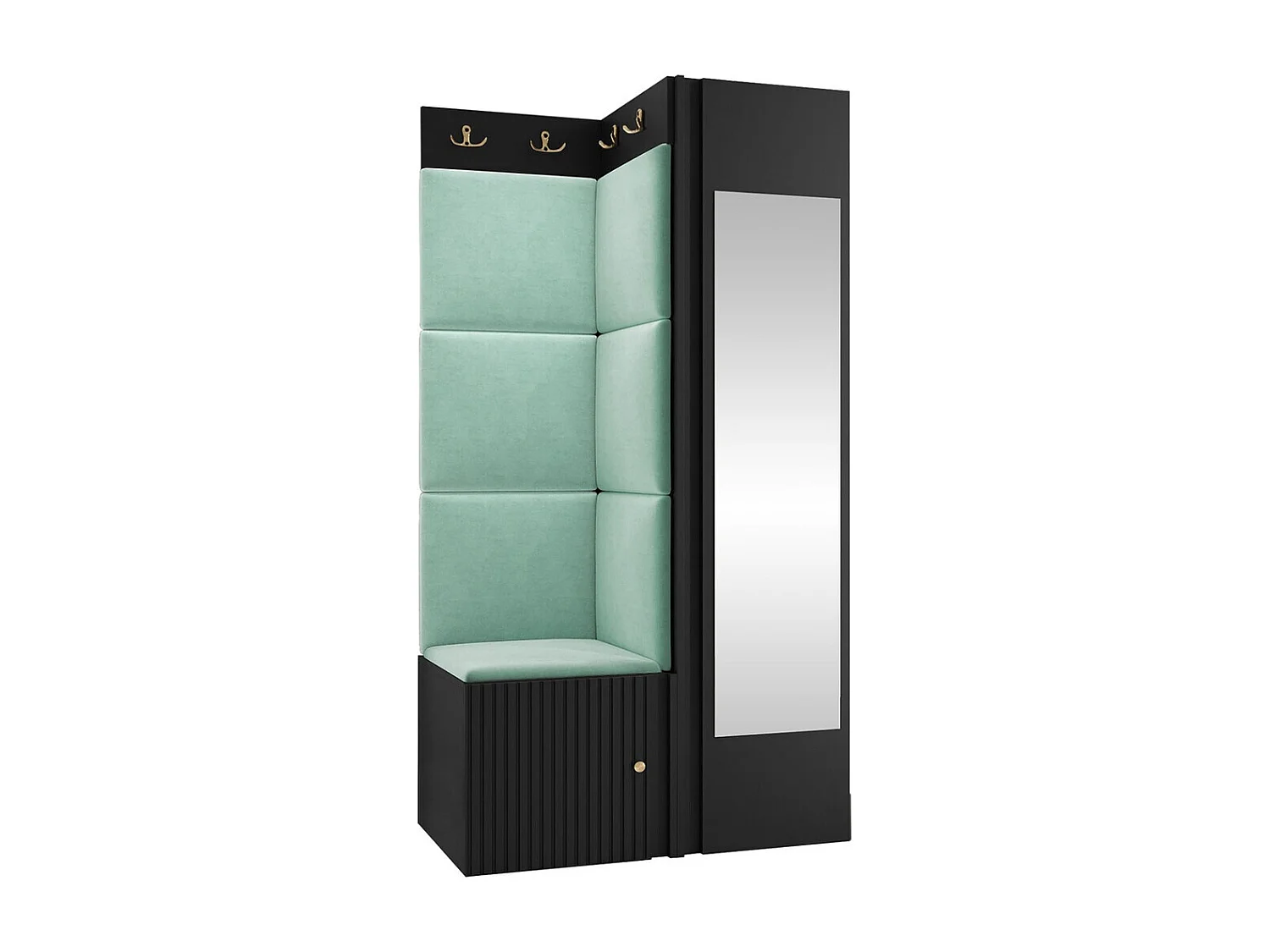 Conjunto pasillo Hartford 391, 186x82x46cm, Espejo, Turquesa|Negro