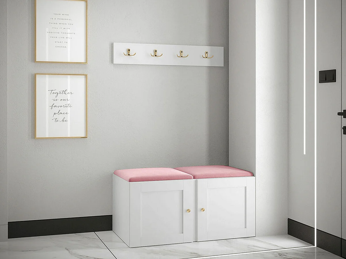 Conjunto pasillo Hartford 376, 84x44cm, Rosa|Blanco, Tapiz|MDF|Aglomerado laminado