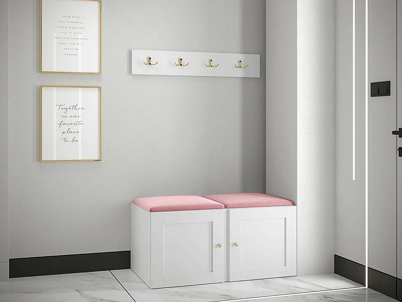 Conjunto pasillo Hartford 376, 84x44cm, Rosa|Blanco, Tapiz|MDF|Aglomerado laminado