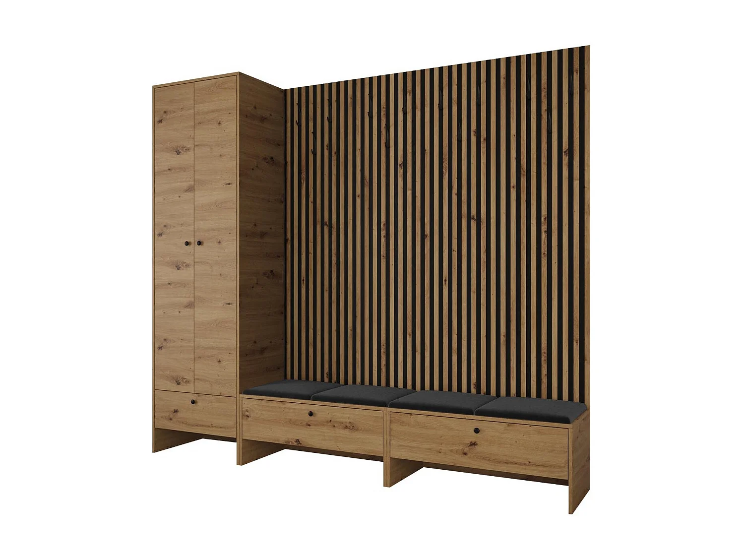 Conjunto pasillo Hartford 484, 206x230x44cm, Aglomerado laminado|Tapiz, Colocada