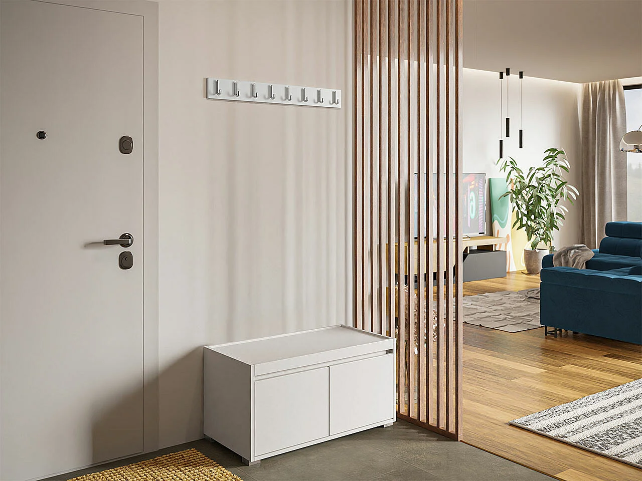 Meuble d'entrée Comfivo 388, Blanc, Stratifié, Murale|À poser