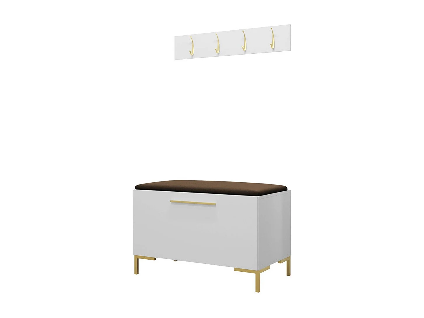 Meuble d'entrée Tivsoa 108, Blanc|Brun foncé, Tissu|Stratifié, Murale|À poser