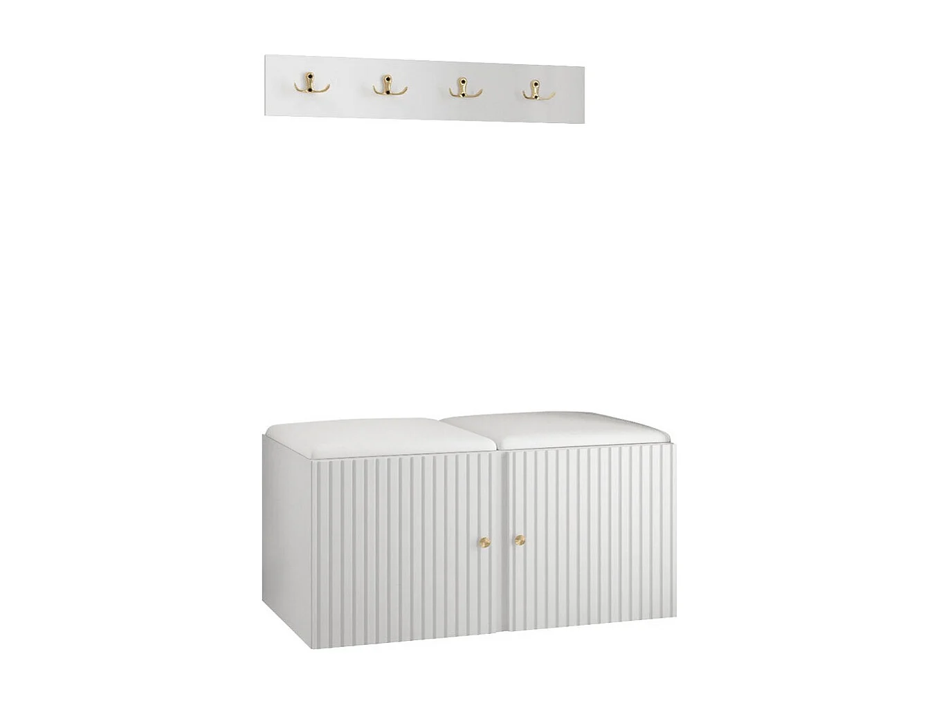 Conjunto pasillo Hartford 384, 84x44cm, Blanco, Cuero ecológico|MDF|Aglomerado laminado