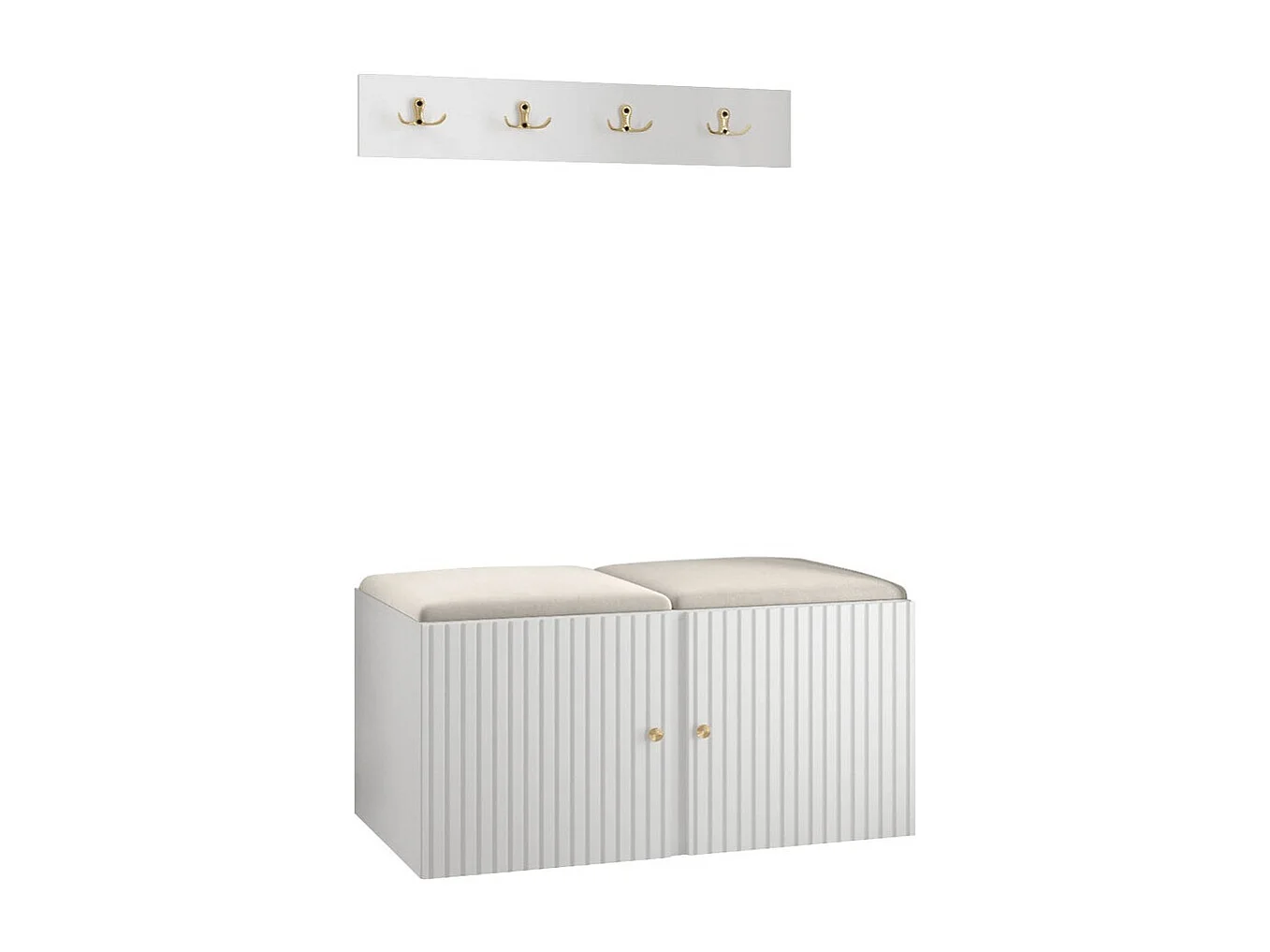 Conjunto pasillo Hartford 384, 84x44cm, De color marrón claro|Blanco