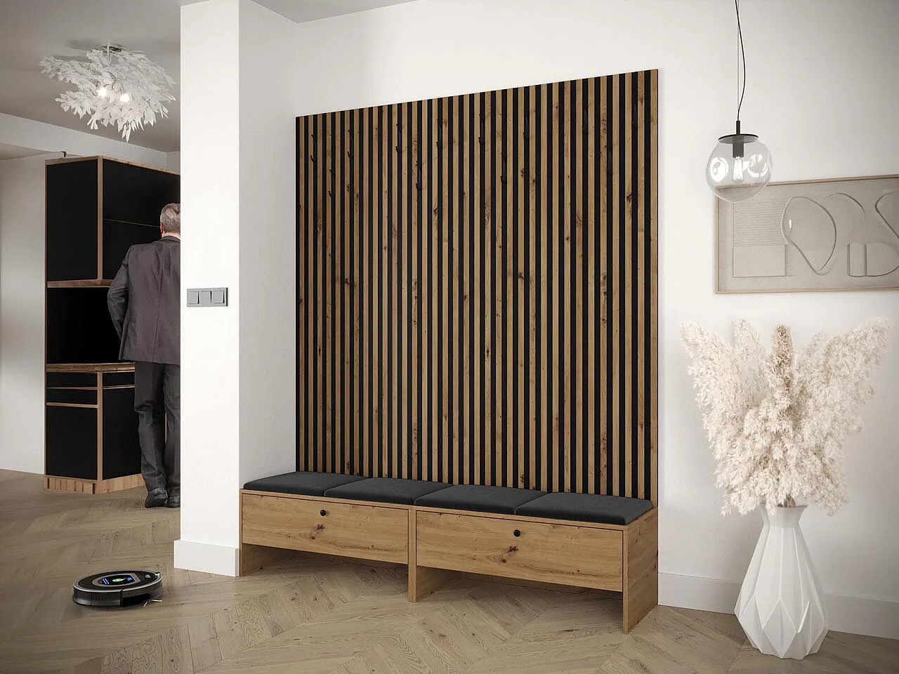 Conjunto pasillo Hartford 485, 206x170x44cm, Tapiz|Aglomerado laminado, Colocada