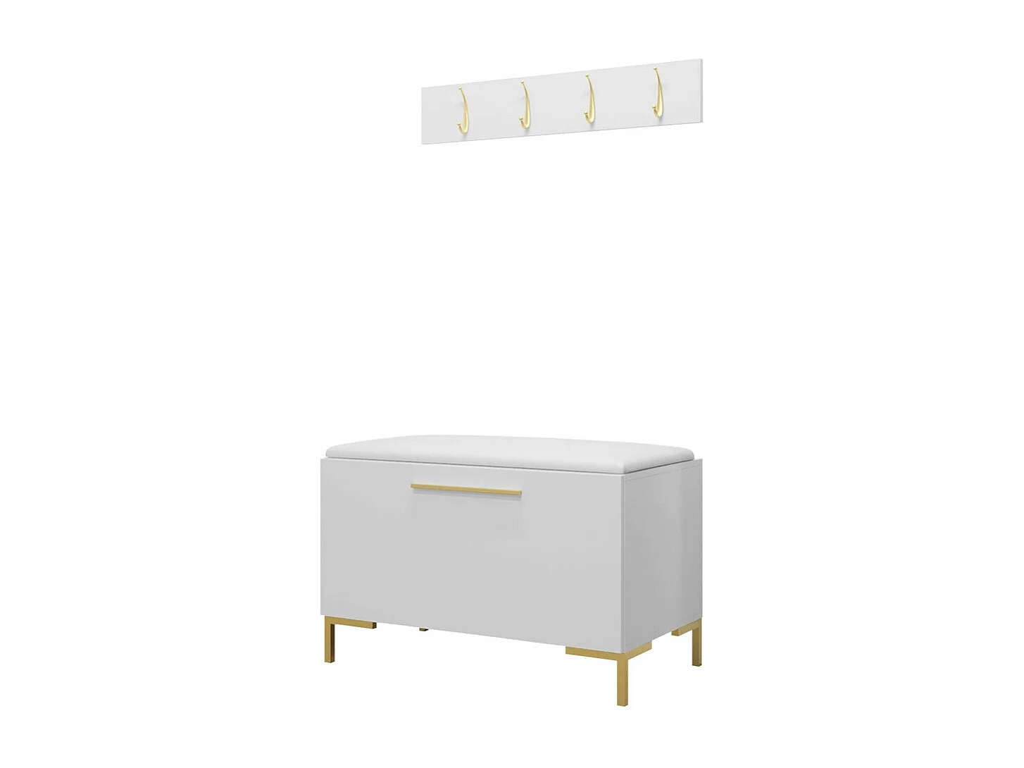 Set mobili da ingresso Hartford F108, 84x44cm, Bianco, Truciolare laminato|Eco pelle