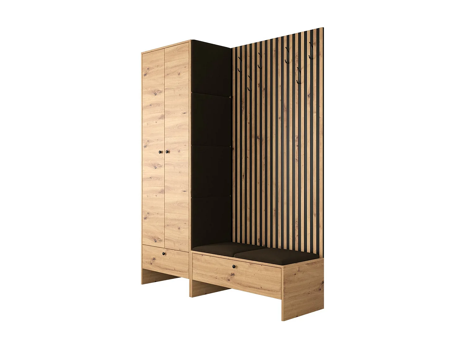 Conjunto pasillo Hartford 320, 206x145x44cm, Roble Artisan|Marrón, Colocada