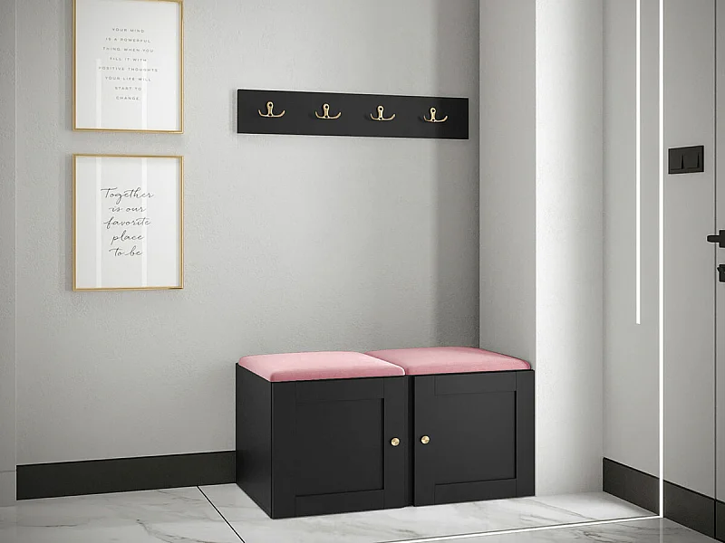 Conjunto pasillo Hartford 376, 84x44cm, Rosa|Negro, Tapiz|MDF|Aglomerado laminado