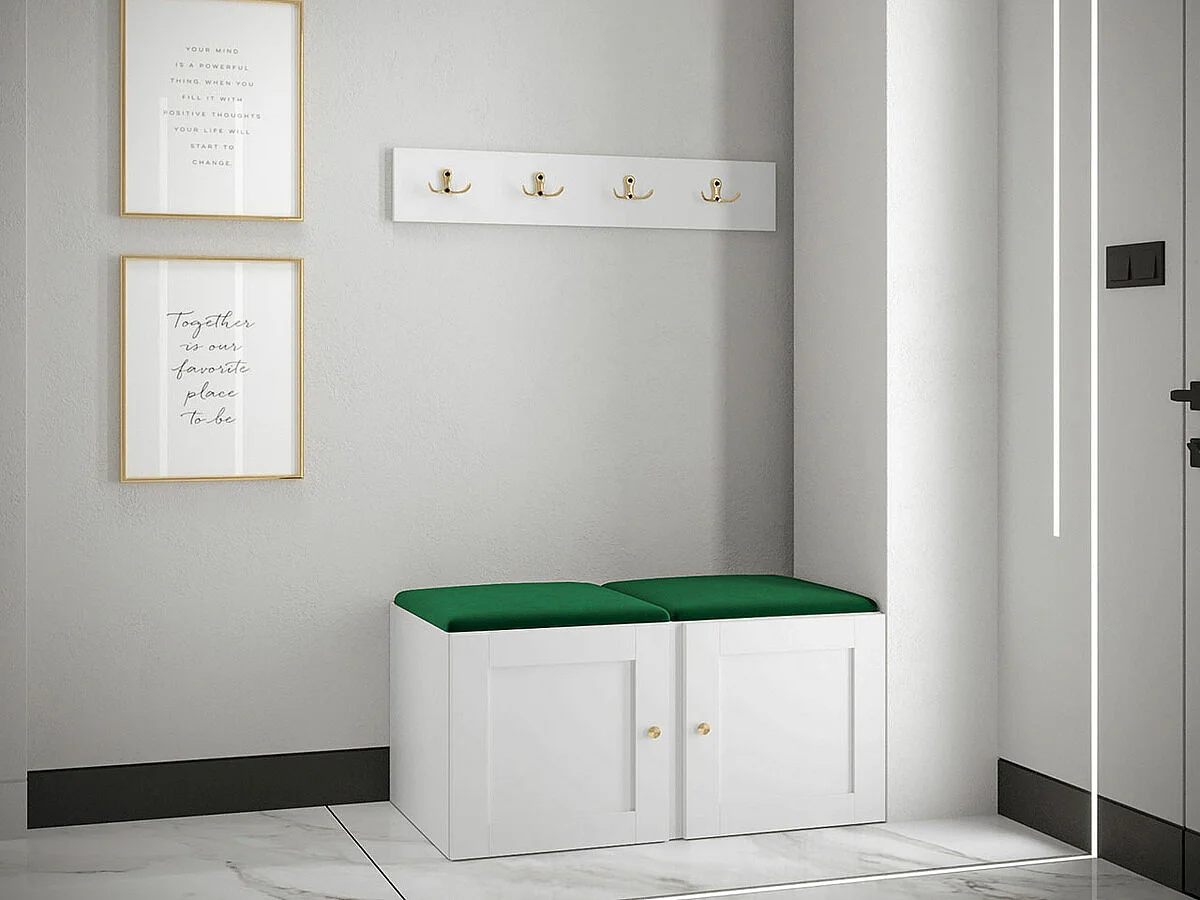 Conjunto pasillo Hartford 376, 84x44cm, Verde|Blanco, Tapiz|MDF|Aglomerado laminado