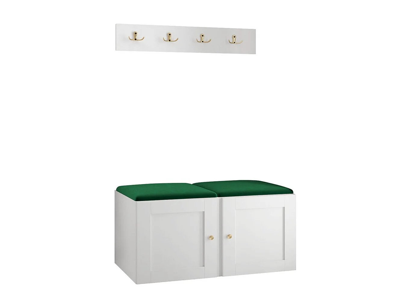 Conjunto pasillo Hartford 376, 84x44cm, Verde|Blanco, Tapiz|MDF|Aglomerado laminado