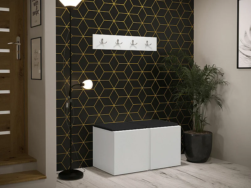 Conjunto pasillo Hartford 275, 84x46cm, Blanco, Cuero ecológico|Aglomerado laminado