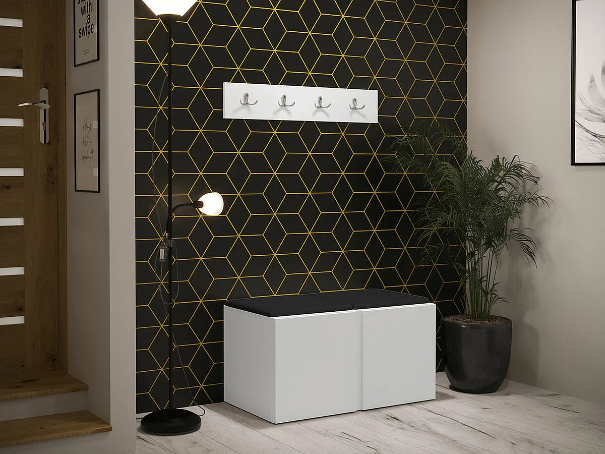 Conjunto pasillo Hartford 275, 84x46cm, Blanco, Cuero ecológico|Aglomerado laminado